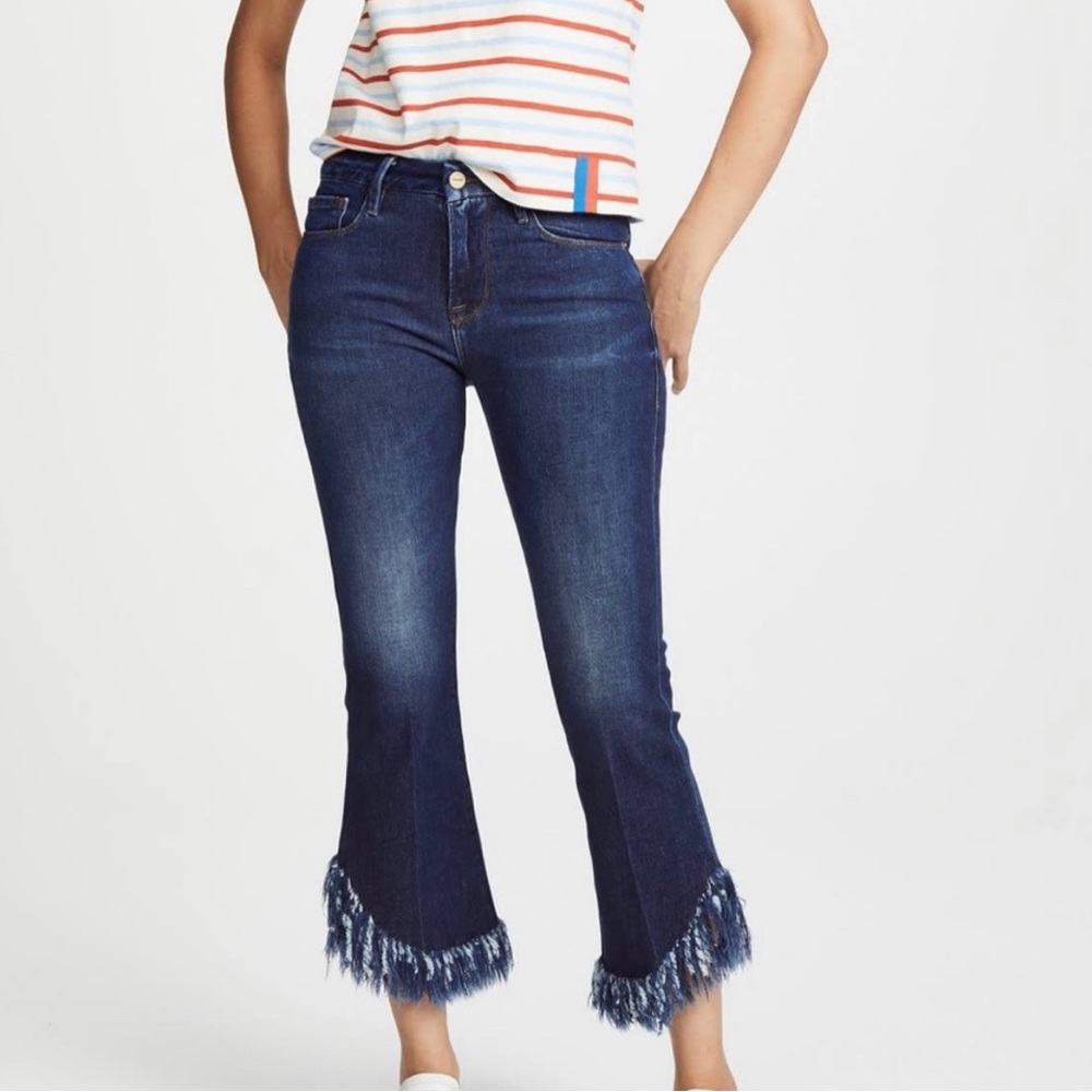 FRAME fringe hem Le Crop Mini boot Denim Jeans size 30